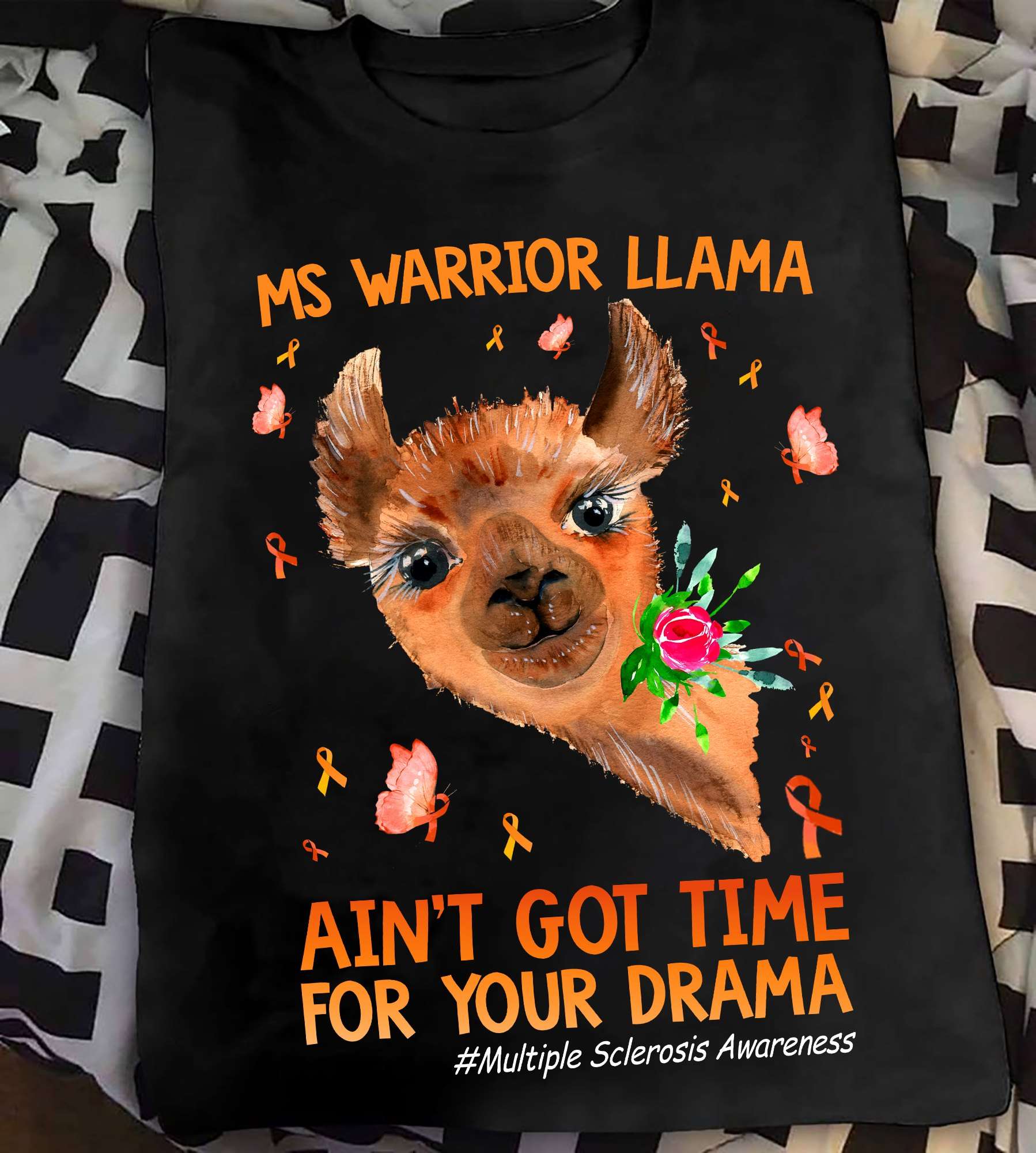 Multiple Llama, Butterfly Ribbon - MS Warrior Llama ain't got time for your drama