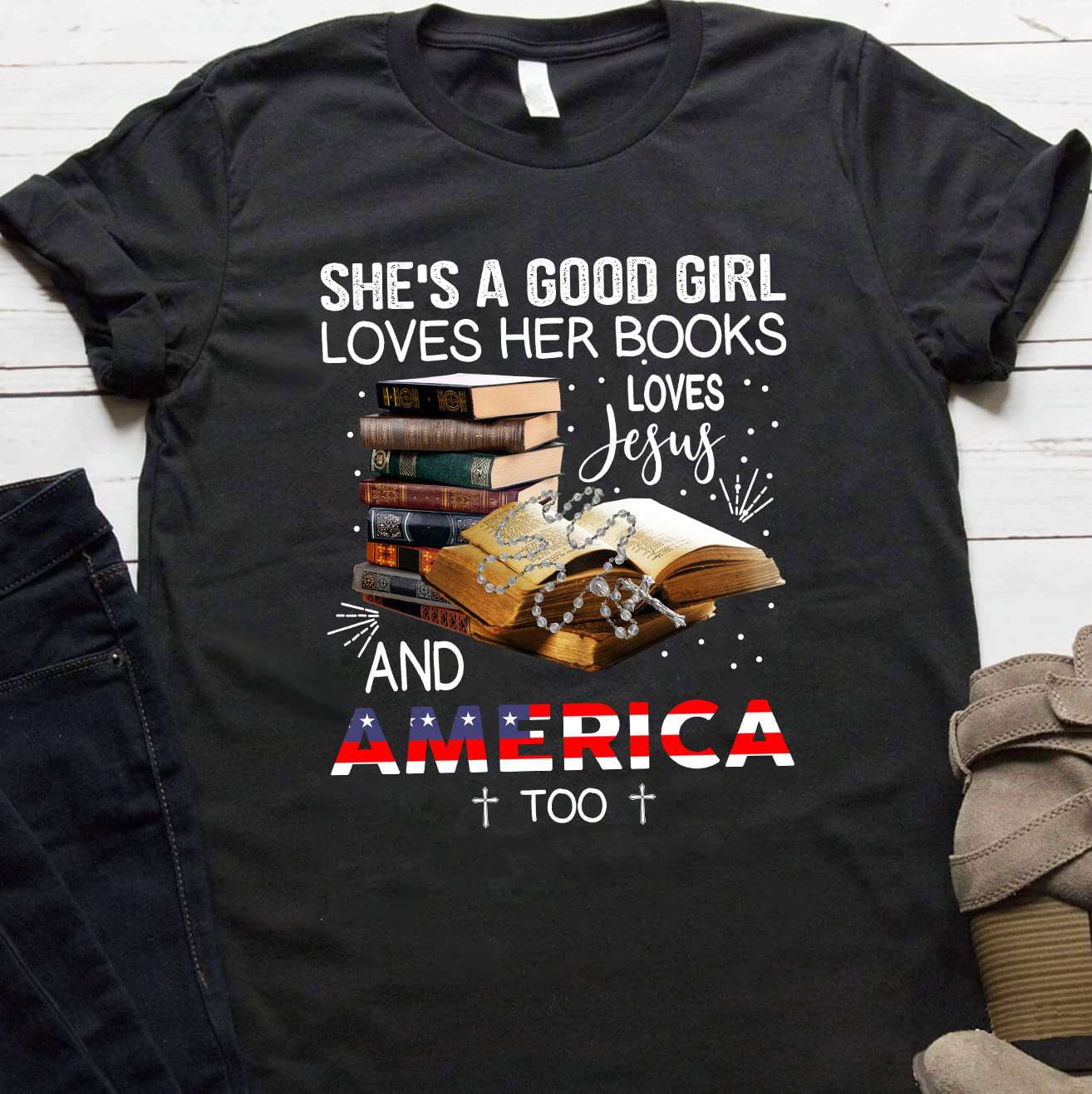 Jesus' Girl Love Book - She's a good girl loves her books loves jesus and america too