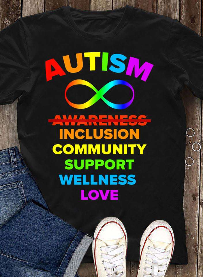 Autism Ribbon - Autism Awareness Inclusion Community Support Wellness Love