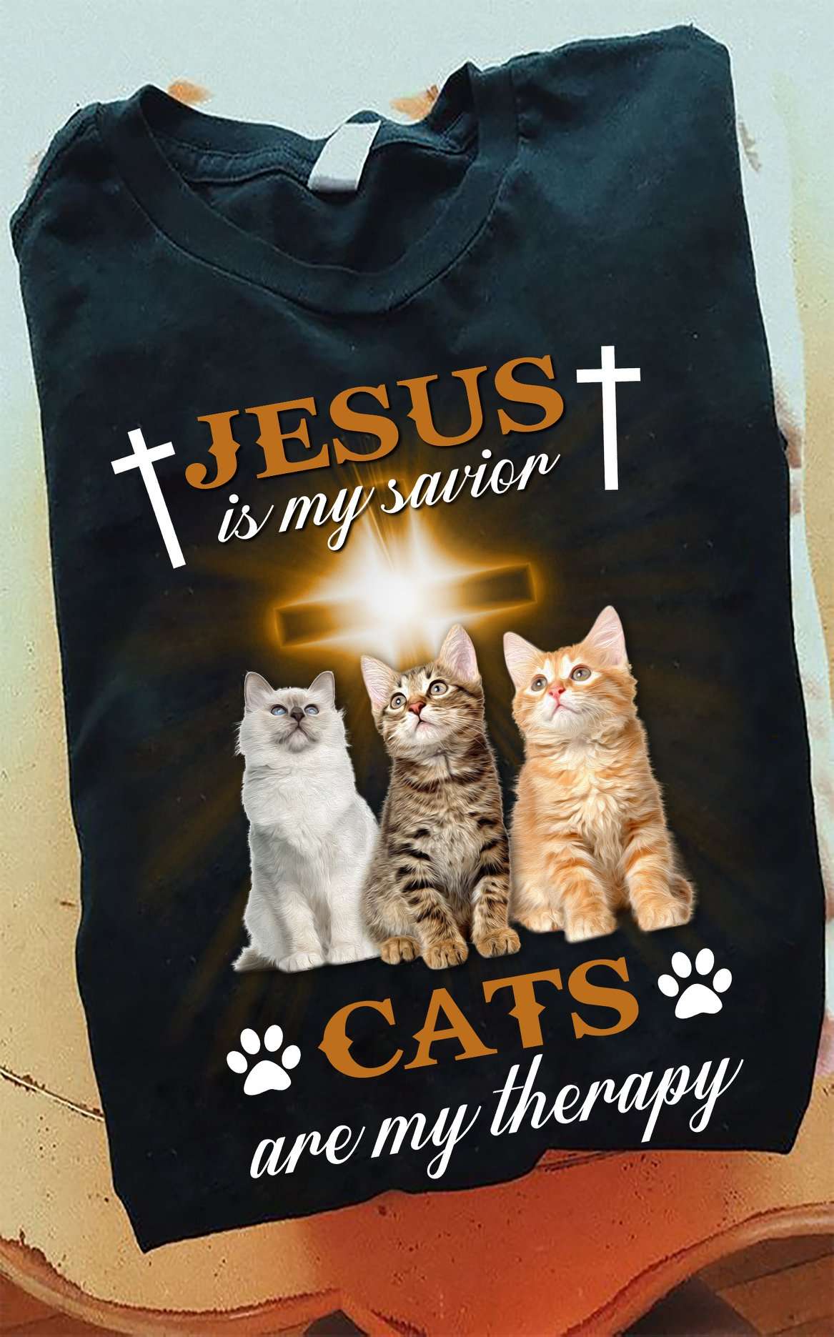 Cat God's Cross - Jesus is my savior cats are my therapy