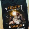 Jesus With Labrador Retriever - Jesus is my savior dogs are my therapy