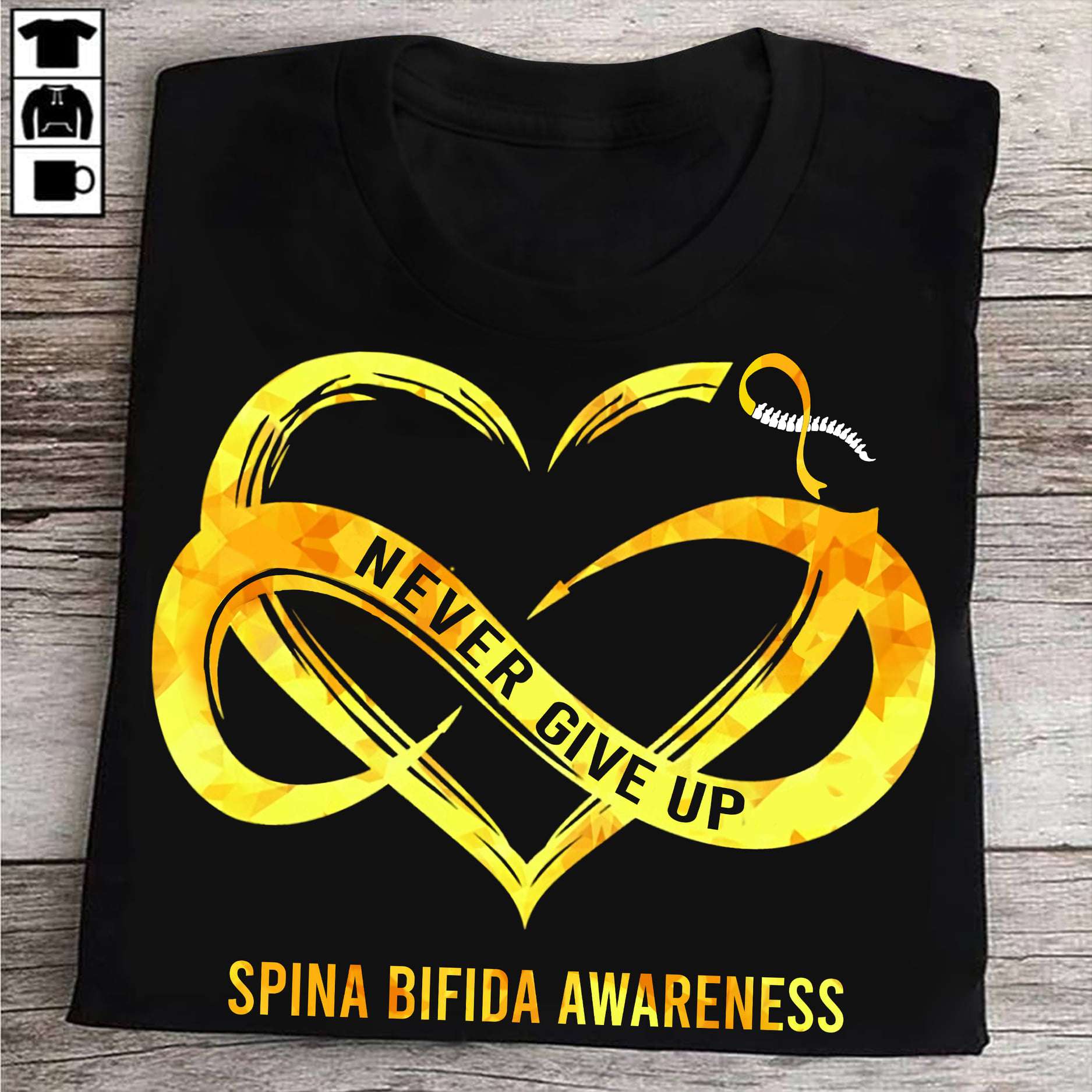 Spina Bifida Ribbon - Never give up Spina Bifida Awareness