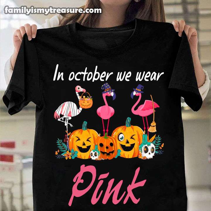 Breast Cancer Flamingo Pumpkin - In october we wear pink