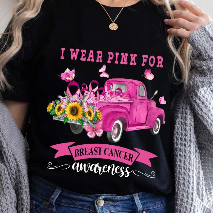 Breast Cancer Sunflower Car - I wear pink for breast cancer awareness