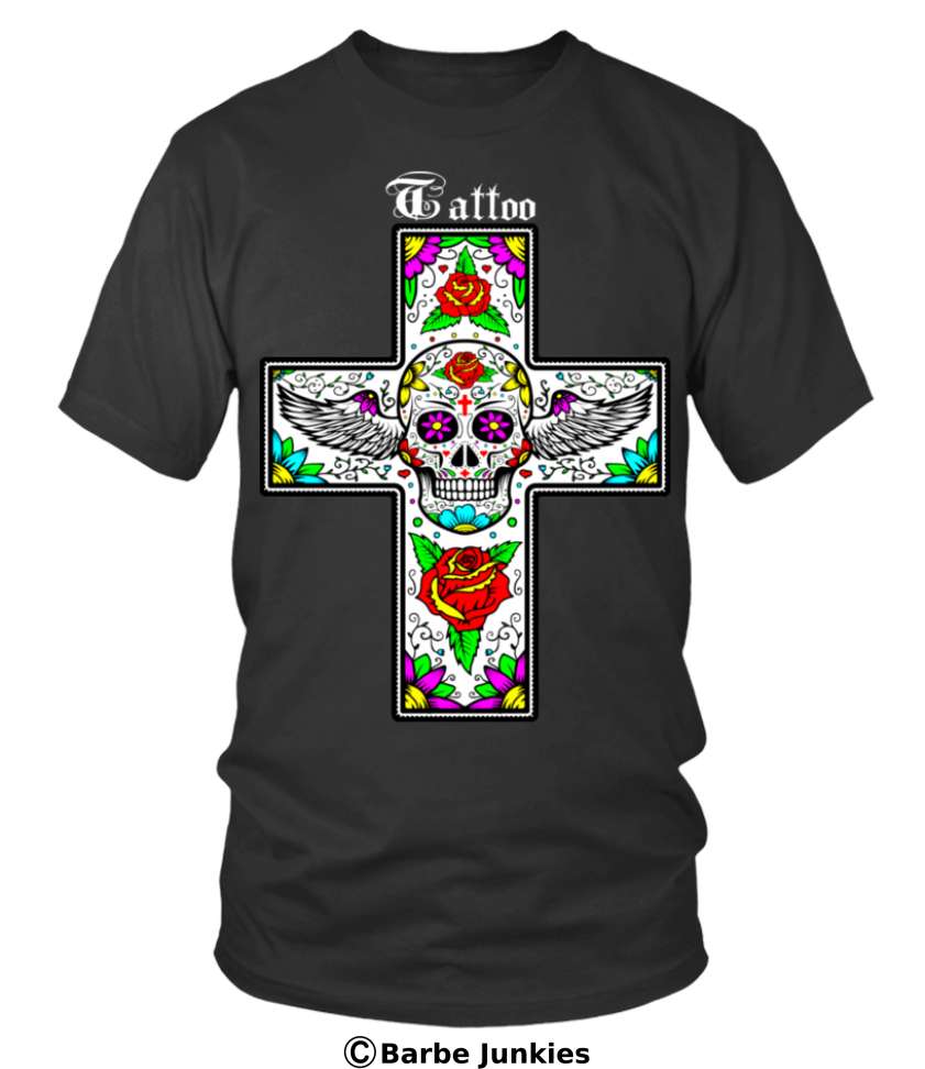Tattoo Skull, God's Cross, Tattoo Flower