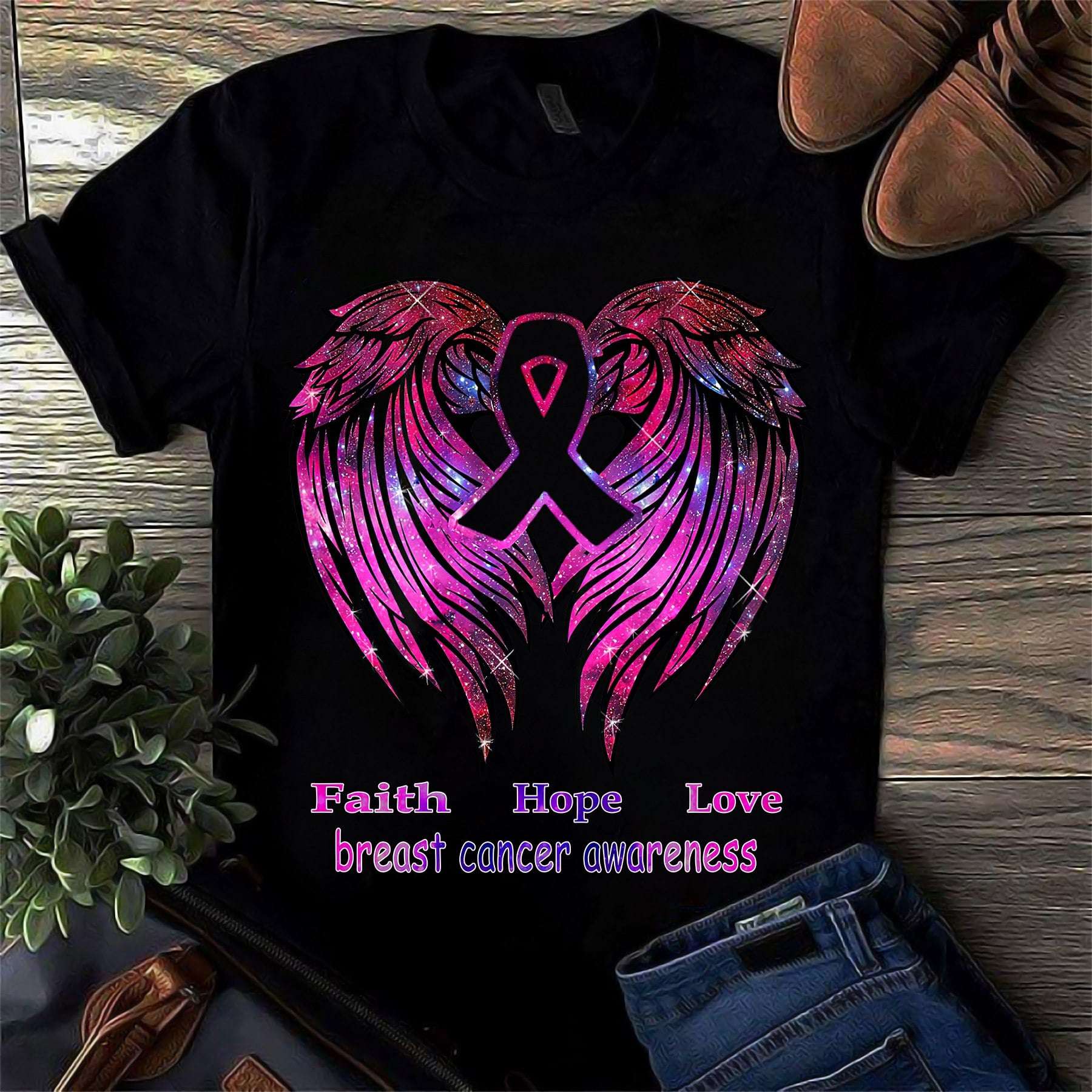 Breast Cancer Ribbon - Faith Hope Love Breast Cancer Awareness