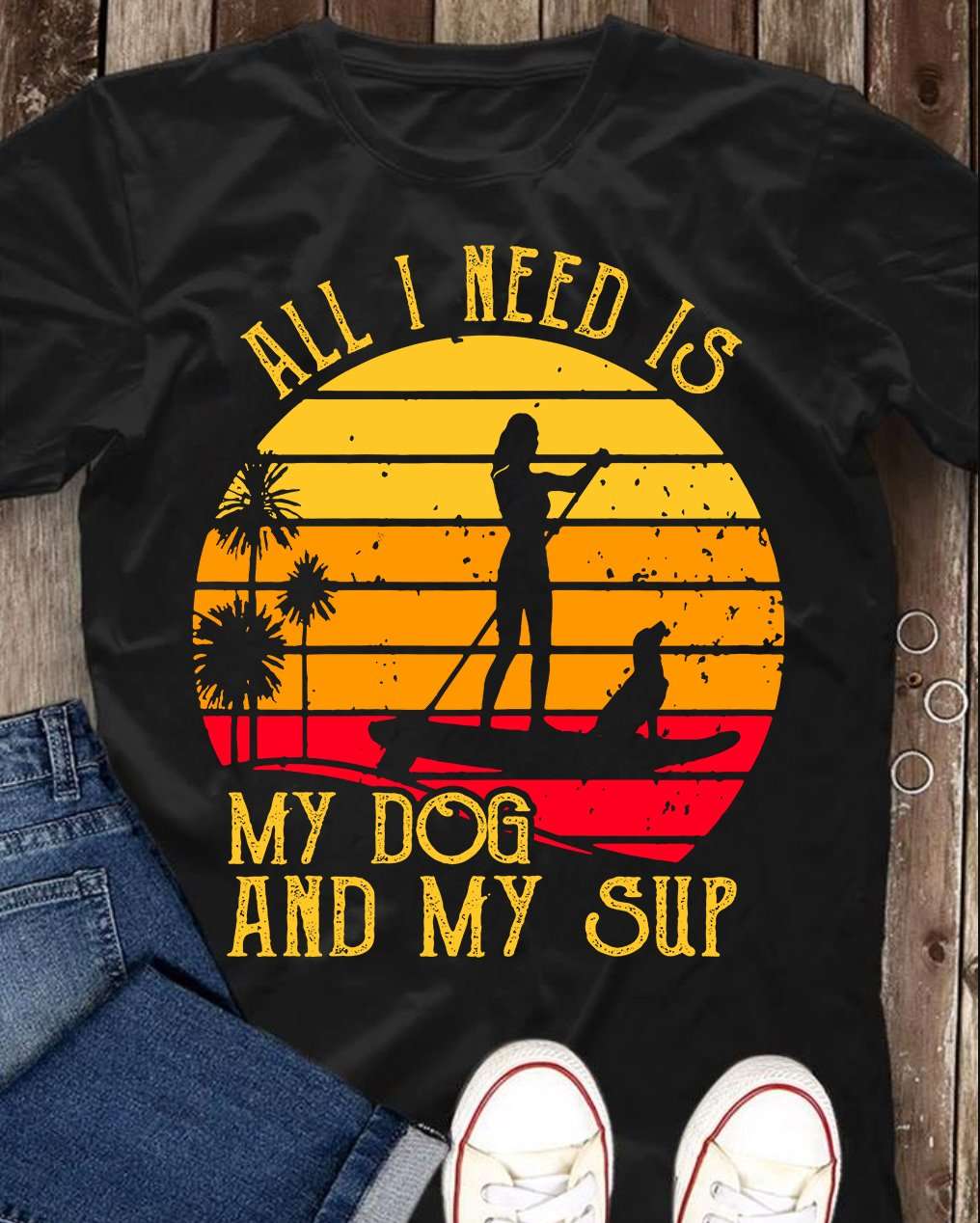 All I need is my dog and my sup - Love surfing wave woman, dog and sup