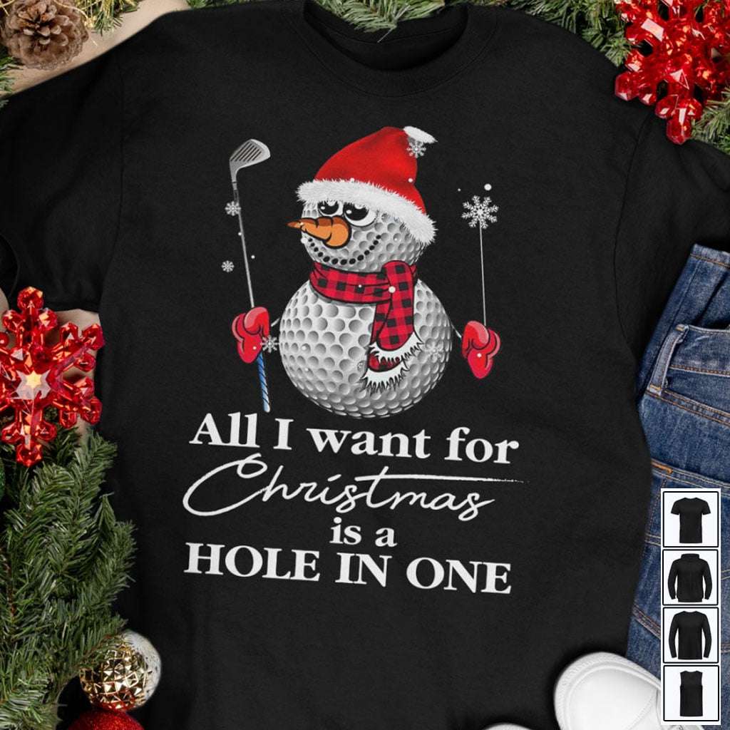 All I want for Christmas is a Hole in one - Snow man golfer, playing golf in Christmas