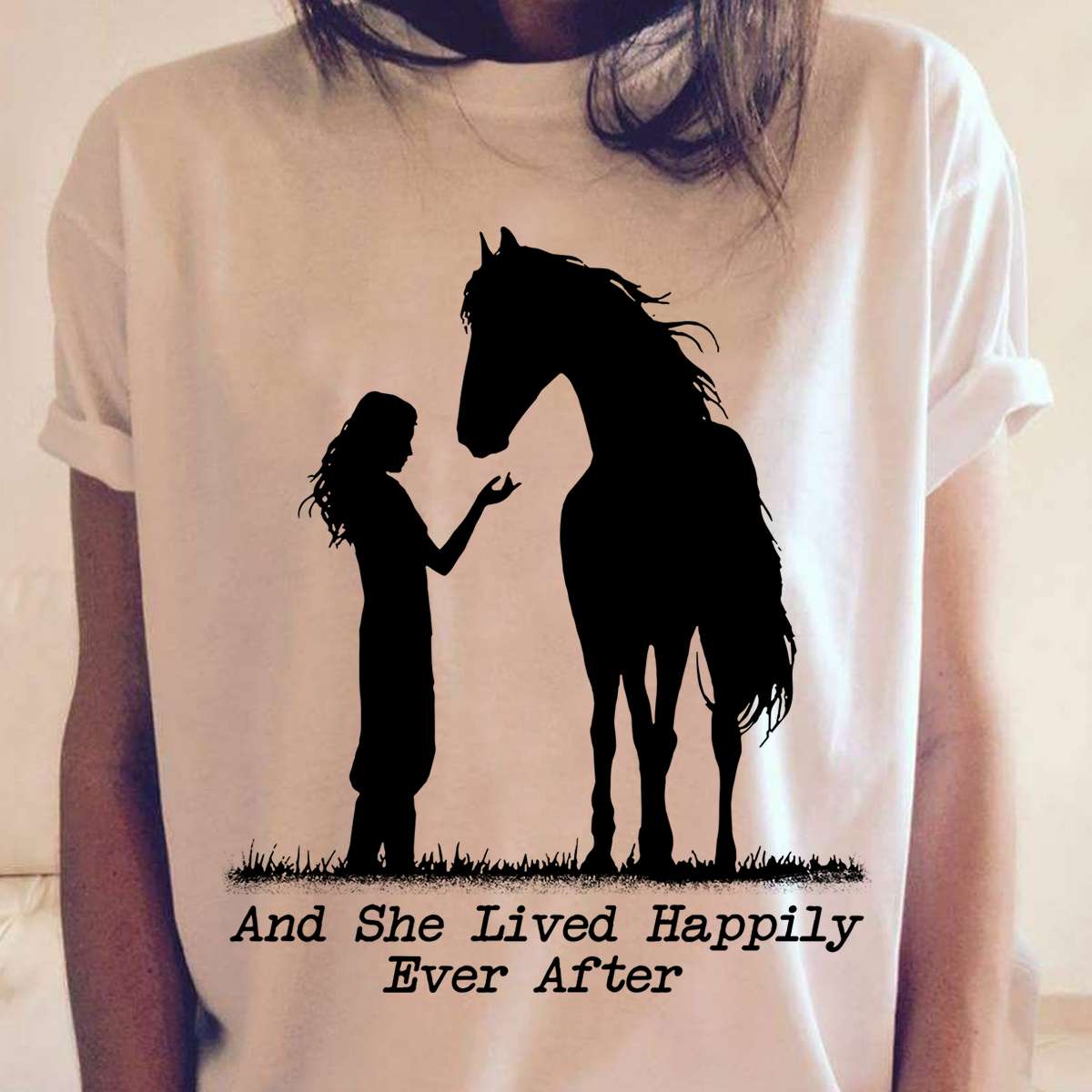 And she lived happily ever after - Girl loves horse, happy with horses