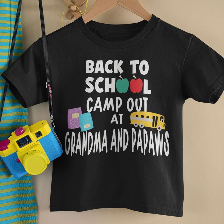 Back to school, camp out at grandma and papaws - School bus