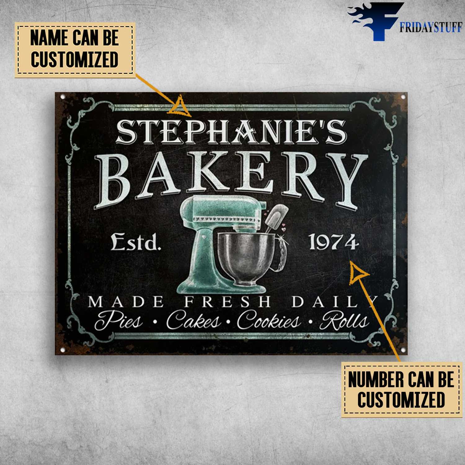 Bakery Poster, Made Fresh Daily, Pies, Cakes, Cookies, Rolls