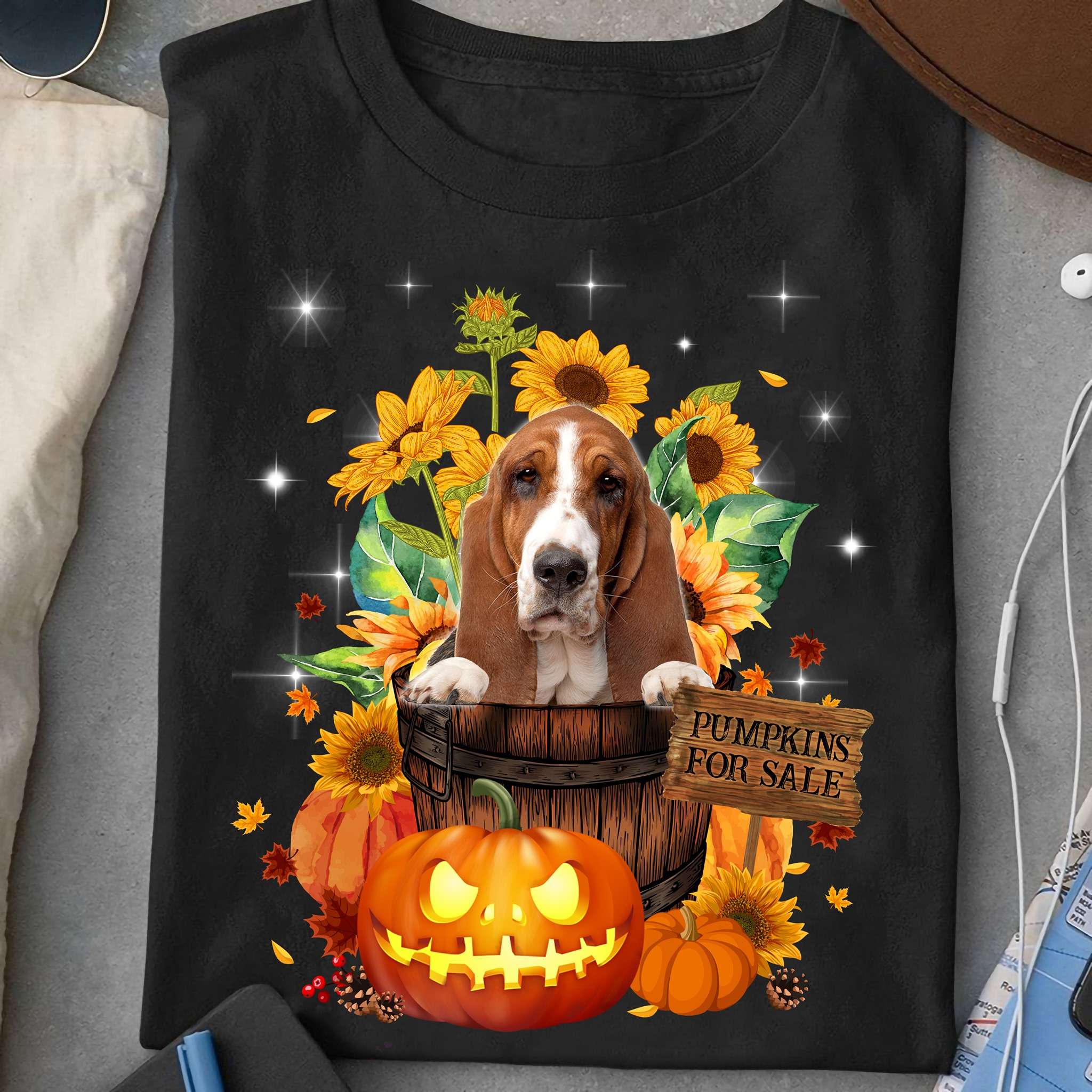 Basset hound dog - Halloween pumpkins for sale, gift for Halloween