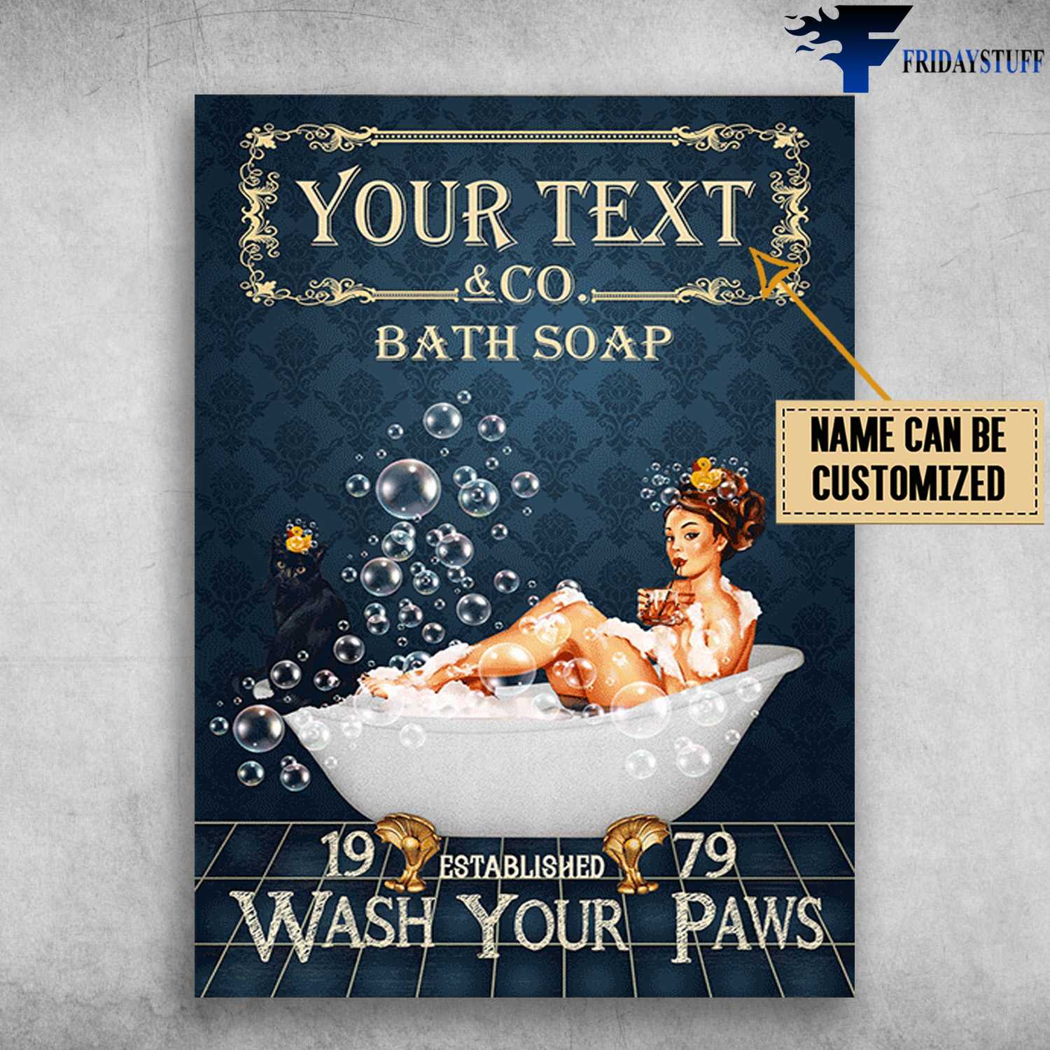 Bath Soap, Girl In Bath - 19 Established 79, Wash Your Paws