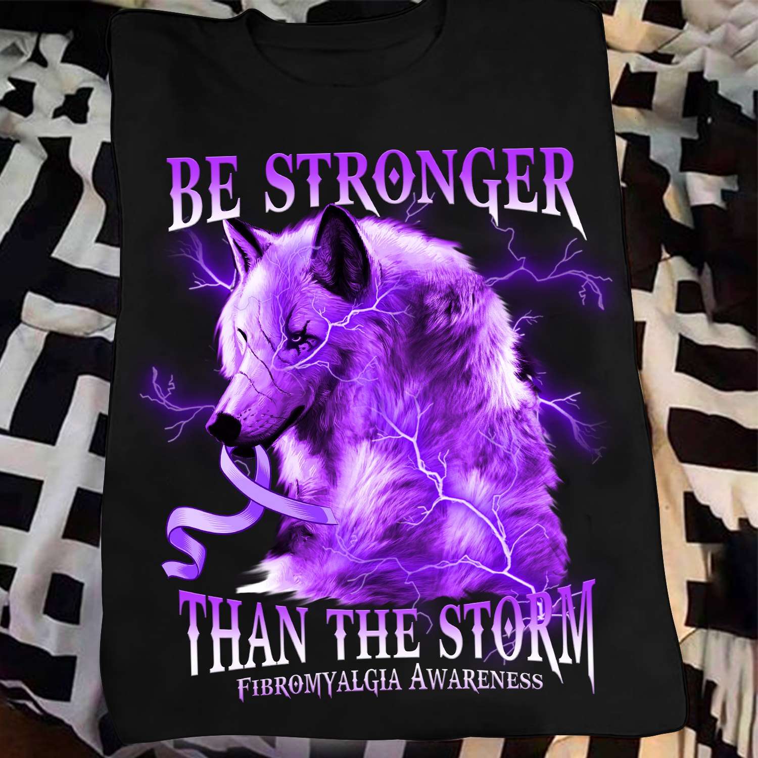 Be stronger than the storm - Wolf fibromyalgia warrior, fibromyalgia awareness
