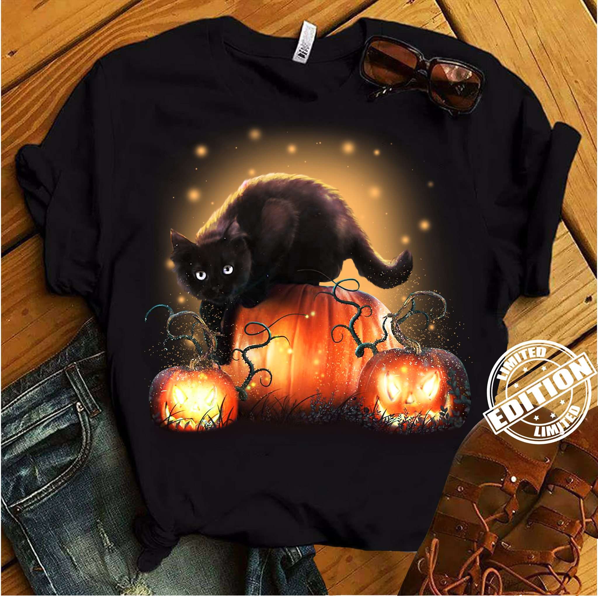 Black cat and pumpkin - Halloween evil pumpkin, Happy Halloween costume day