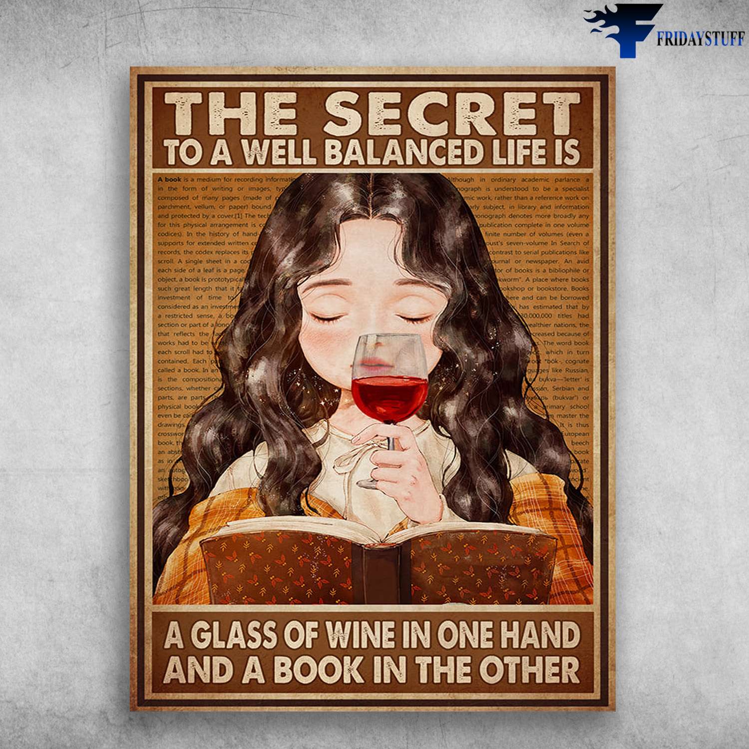 Book Reading, Book And Wine - The Secret To A Well Balanced Life, A Glass Of Wine In One Hand, And A Book In The Other