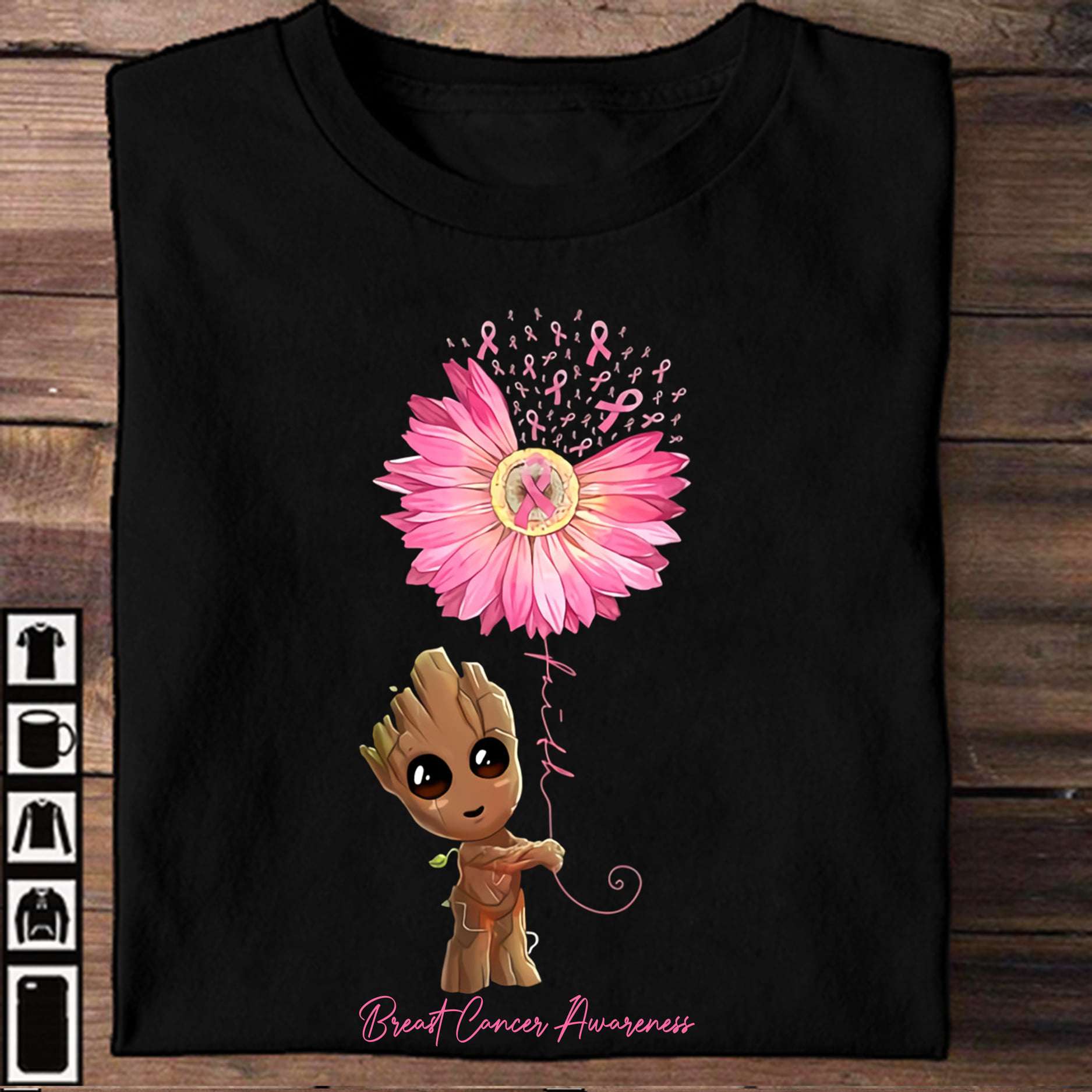 Breast cancer awareness - Groot baby ribbon, breast cancer warrior