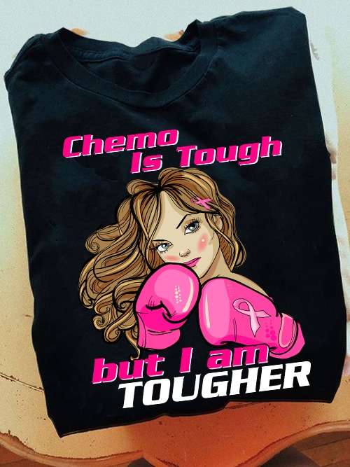 Chemo is tough but I am tougher - Girl loves boxing, boxing girls ribbon