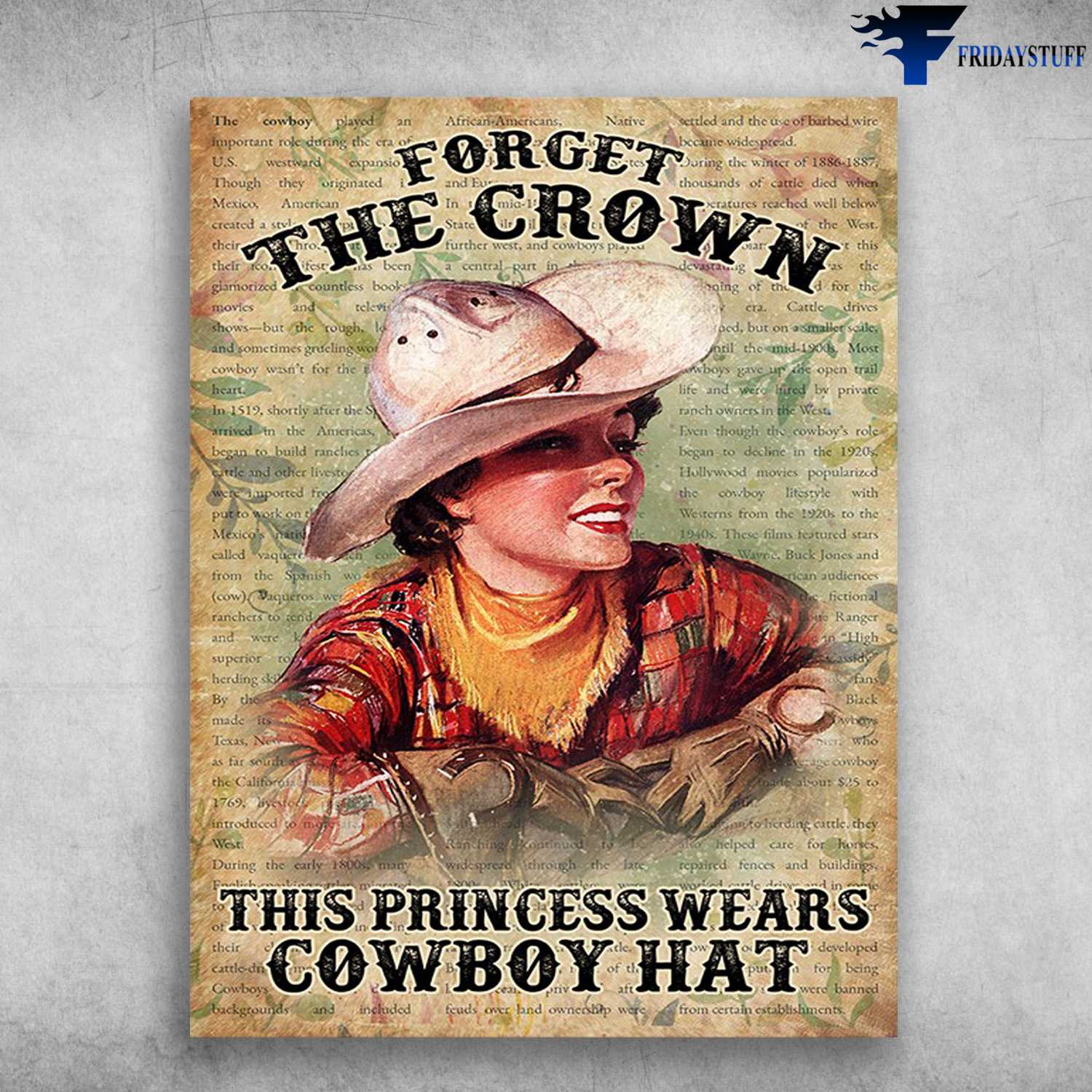 Cowgirl Poster, Cowgirl Lover - Forget The Crown, This Princess Wears Cowboy Hat
