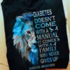 Diabetes doesn't come with a manual, it comes with a family who never gievs up - Diabetes awareness, diabetes lion ribbon