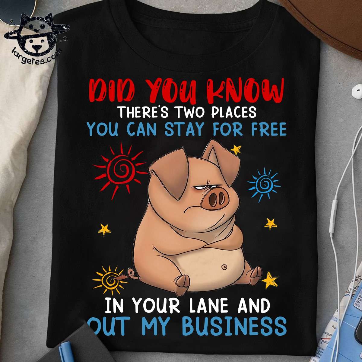 Did you know there's two places you can stay for free - In your lane and out my business, grumpy cute pig