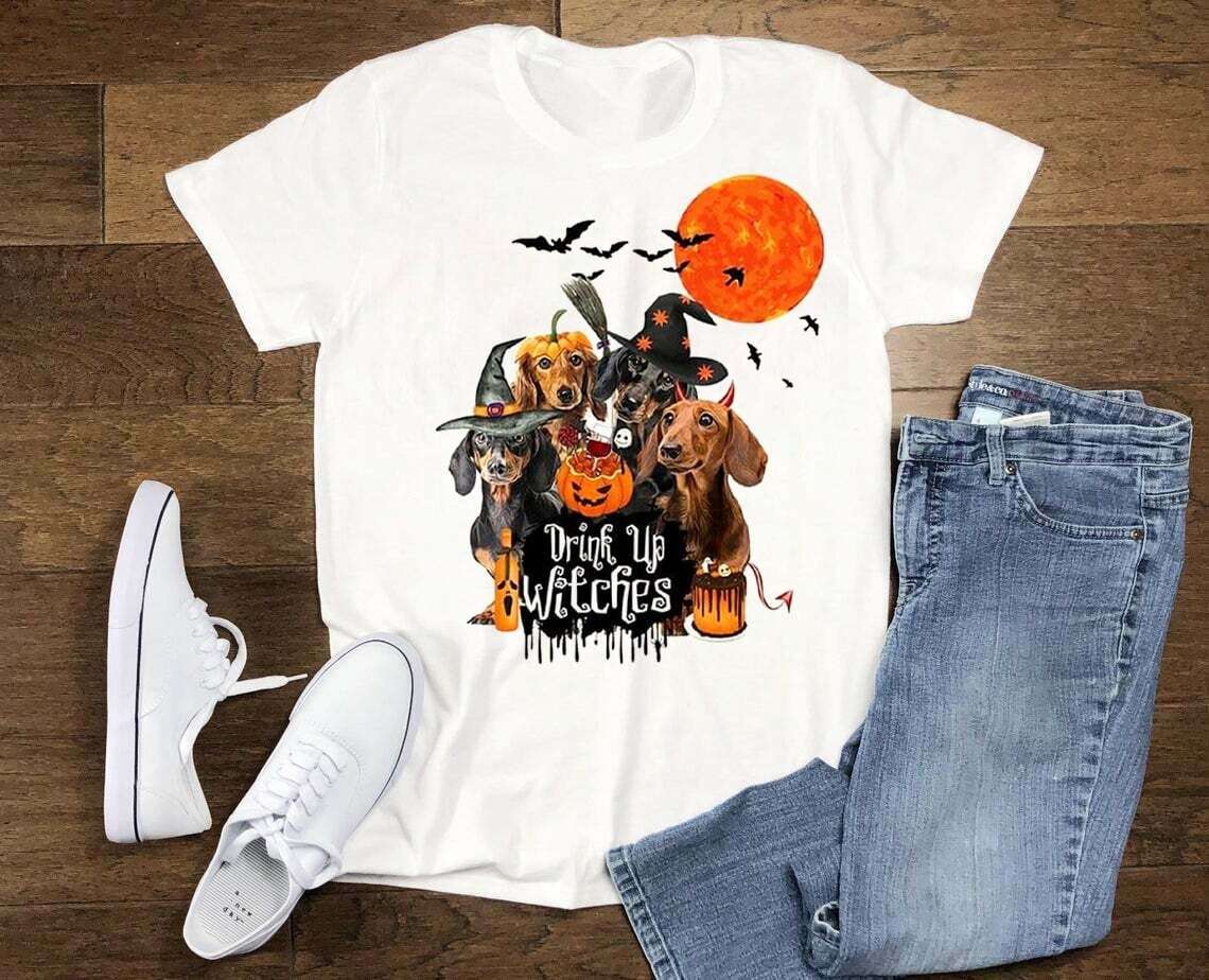 Drink up witches - Dachshund halloween costume, halloween witch Dachshund dog T-shirt