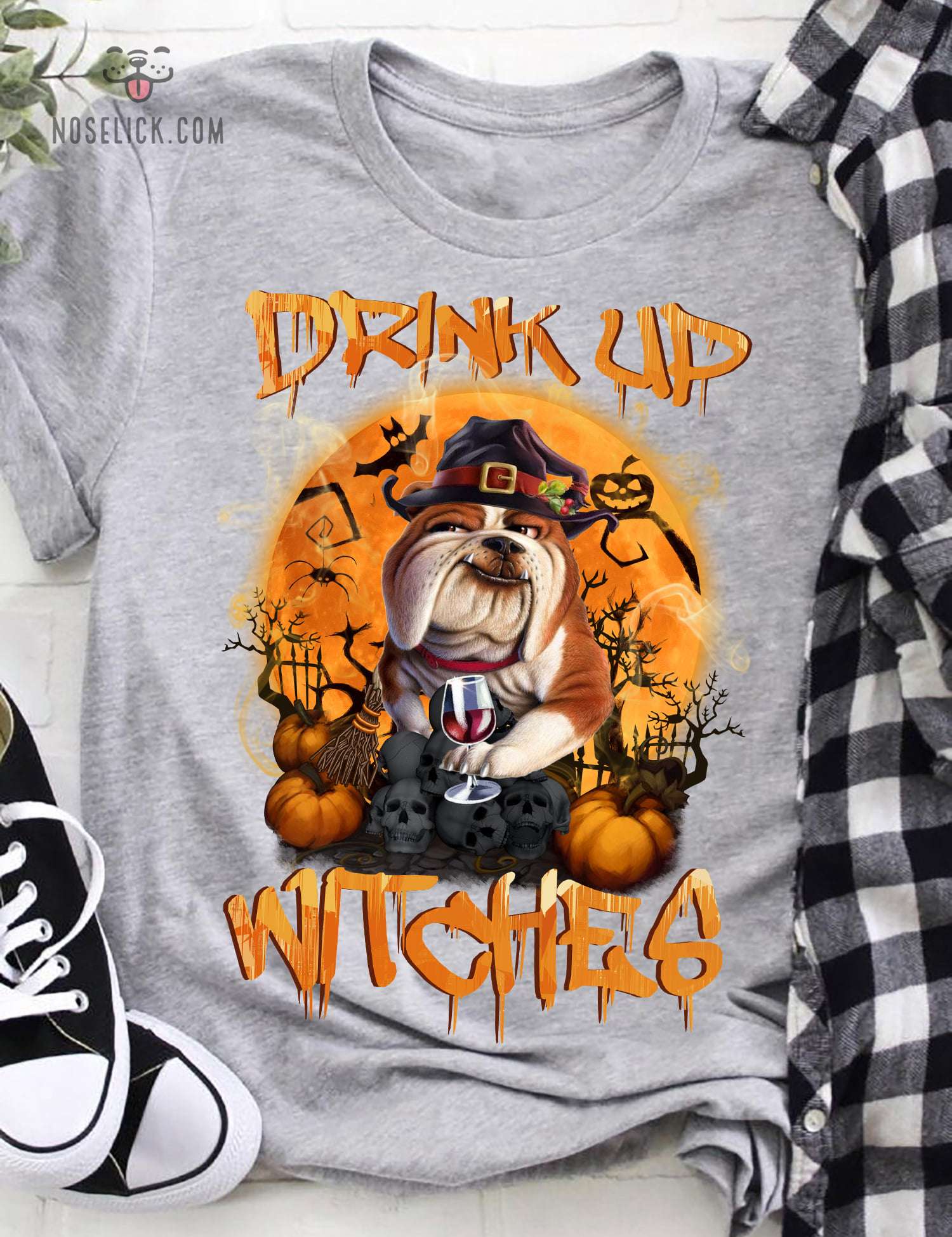 Drink up witches - Halloween dog witch, dog and wine