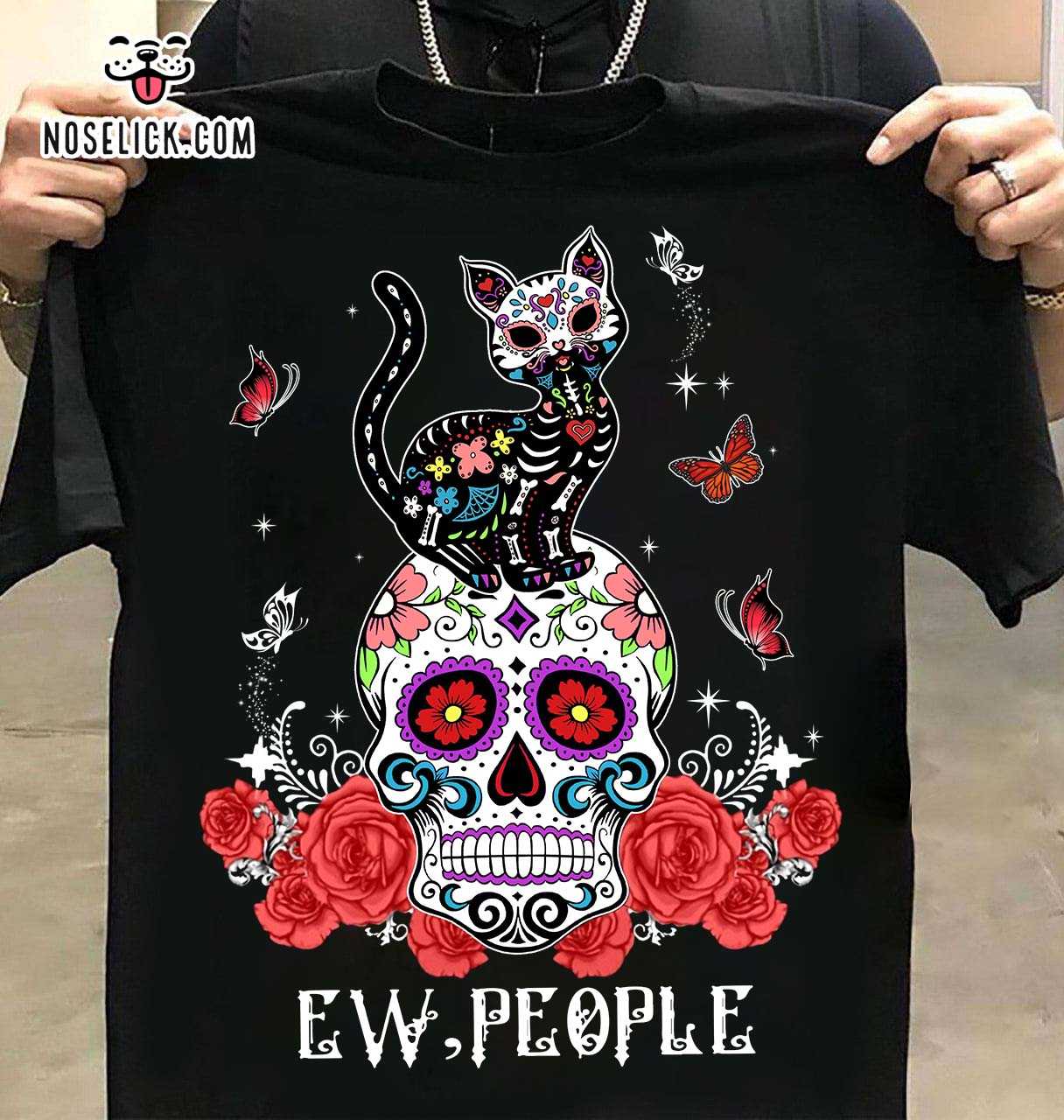 Ew people - Hate seeing people, Mexican skull and cat
