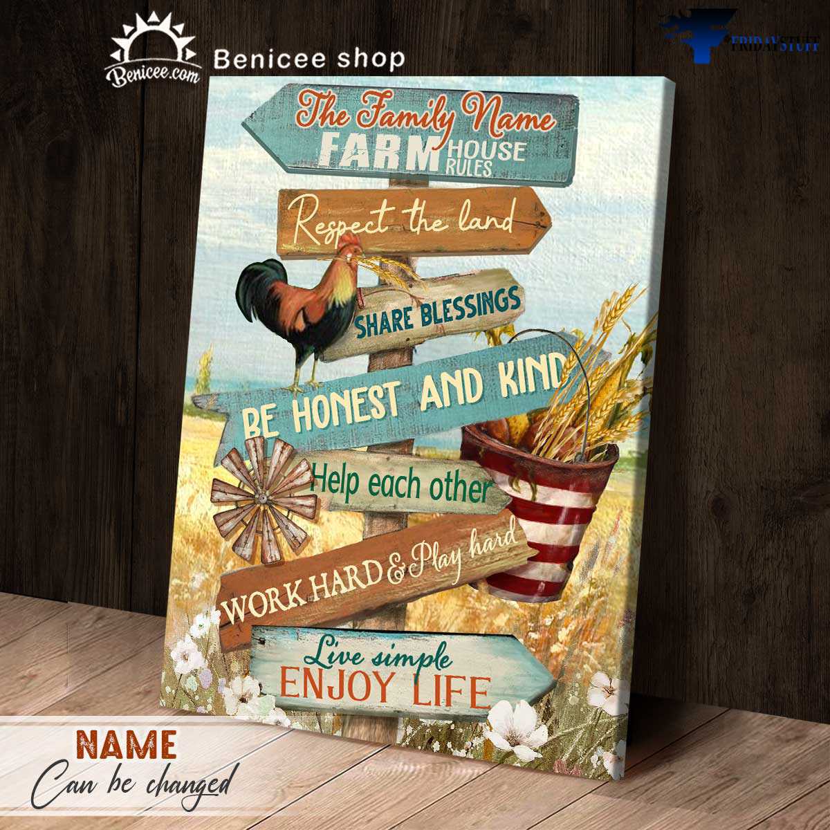 Farmer Poster, The Family Farmhouse Rile, Respect The Land, Share Blessings, Be Honest And Kind, Help Each Other, Worl Hard And Play Hand, Live Simple Enjoy Life, Chicken Poster