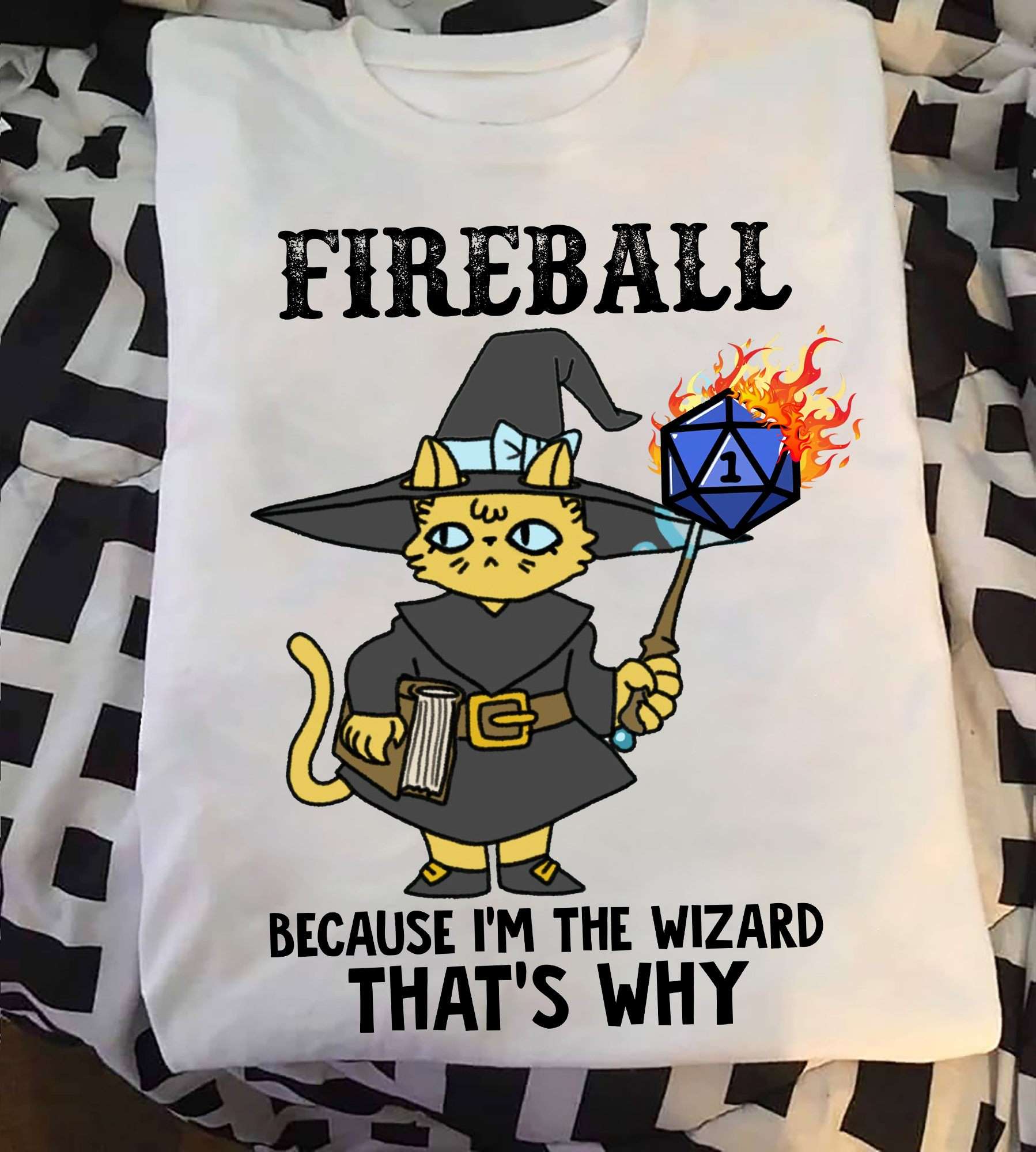 Fireball because I'm the wizard - Cat wizard with fireball, DnD game, Dragon and Dungeon