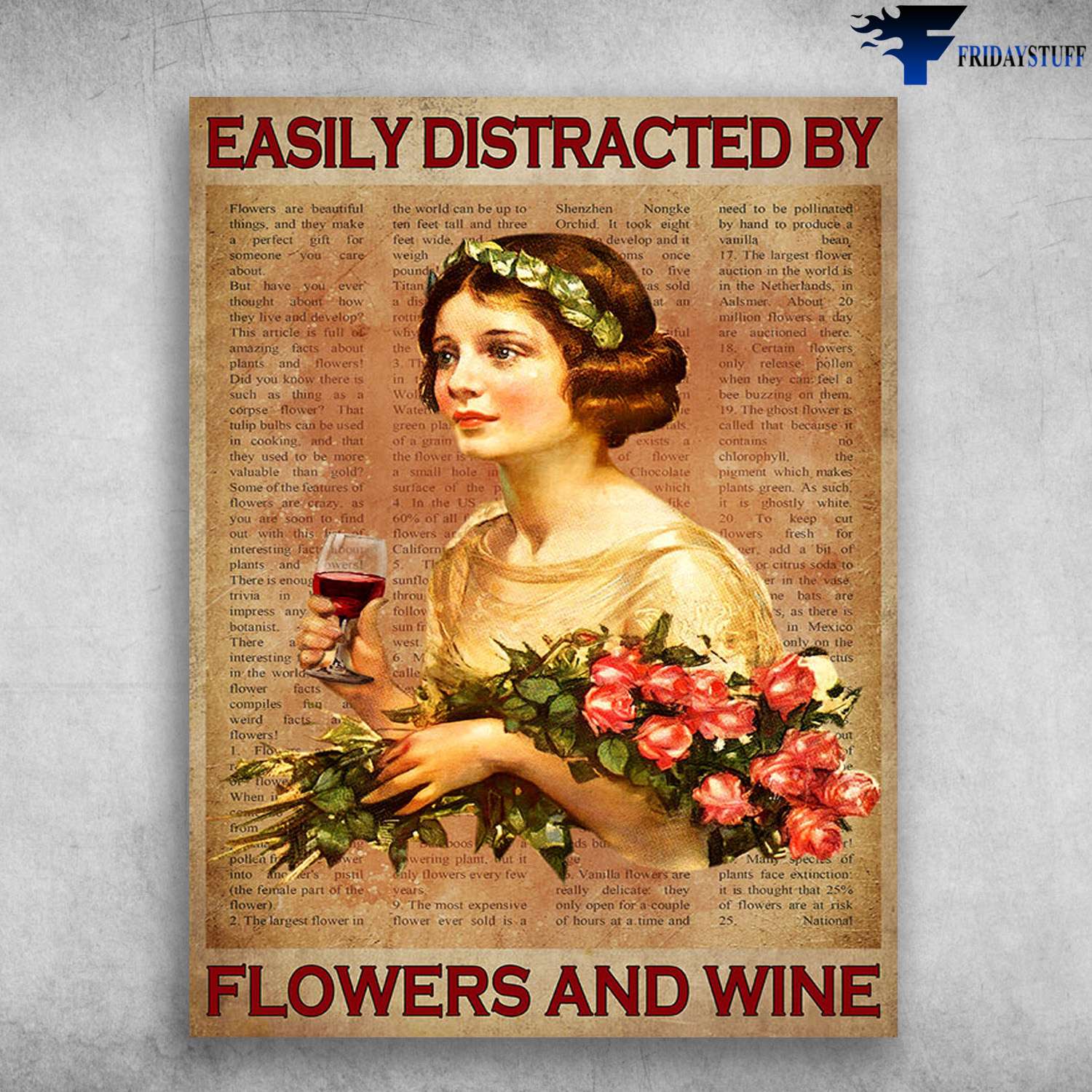 Flower Lover, Drink Wine - Easily Distracted By, Flowers And Wine