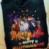 Happy Hallothankmas - Happy Halloween, Horse with witch hat, Merry Christmas