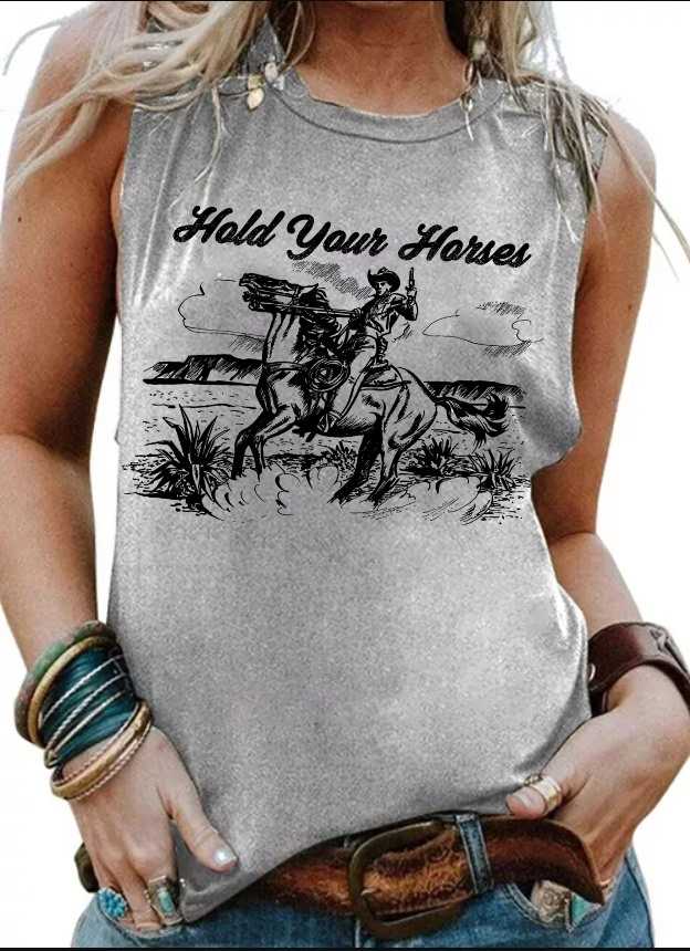 Hold your horses - Western cowboys, horse and gun