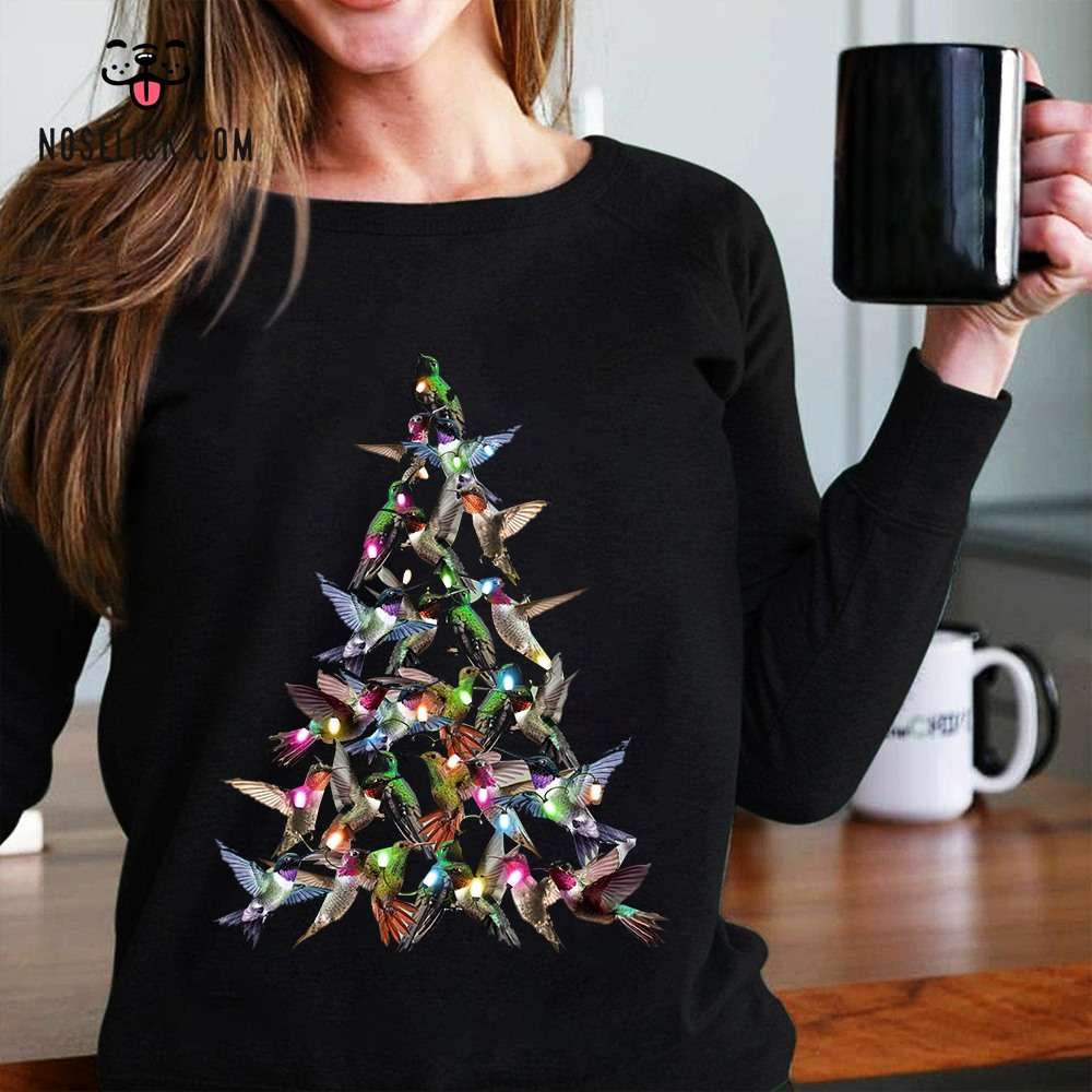 Hummingbird christmas tree - Hummingbird lover, Christmas gift T-shirt