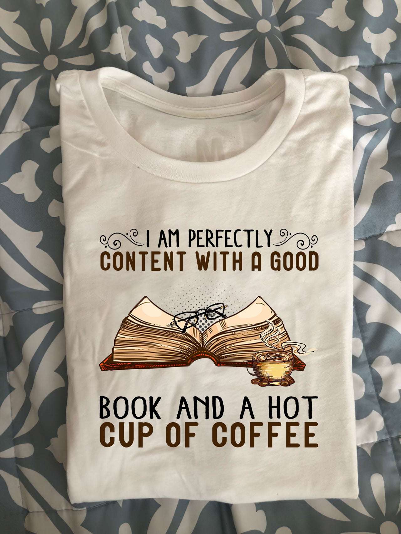 I am perfectly content with a good book and a hot cup of coffee - Coffee and book