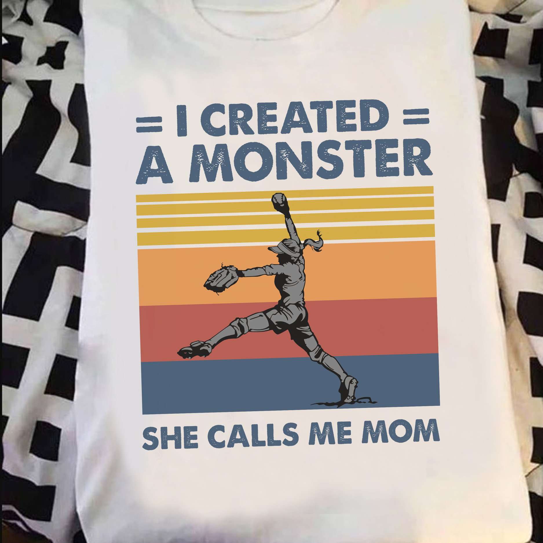 I created a monster she calls me mom - Baseball monster, daughter and mother