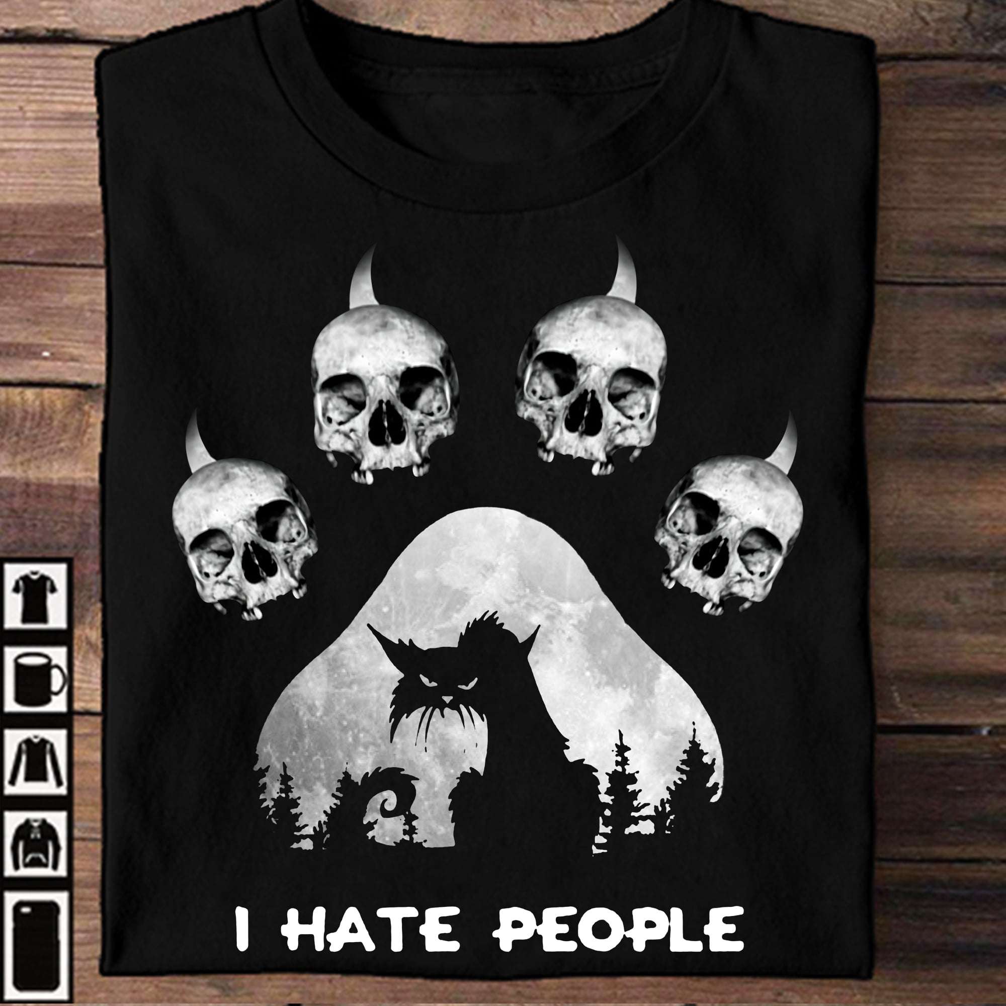 I hate people - Skull cat paws, gift for halloween, scary cat and skull