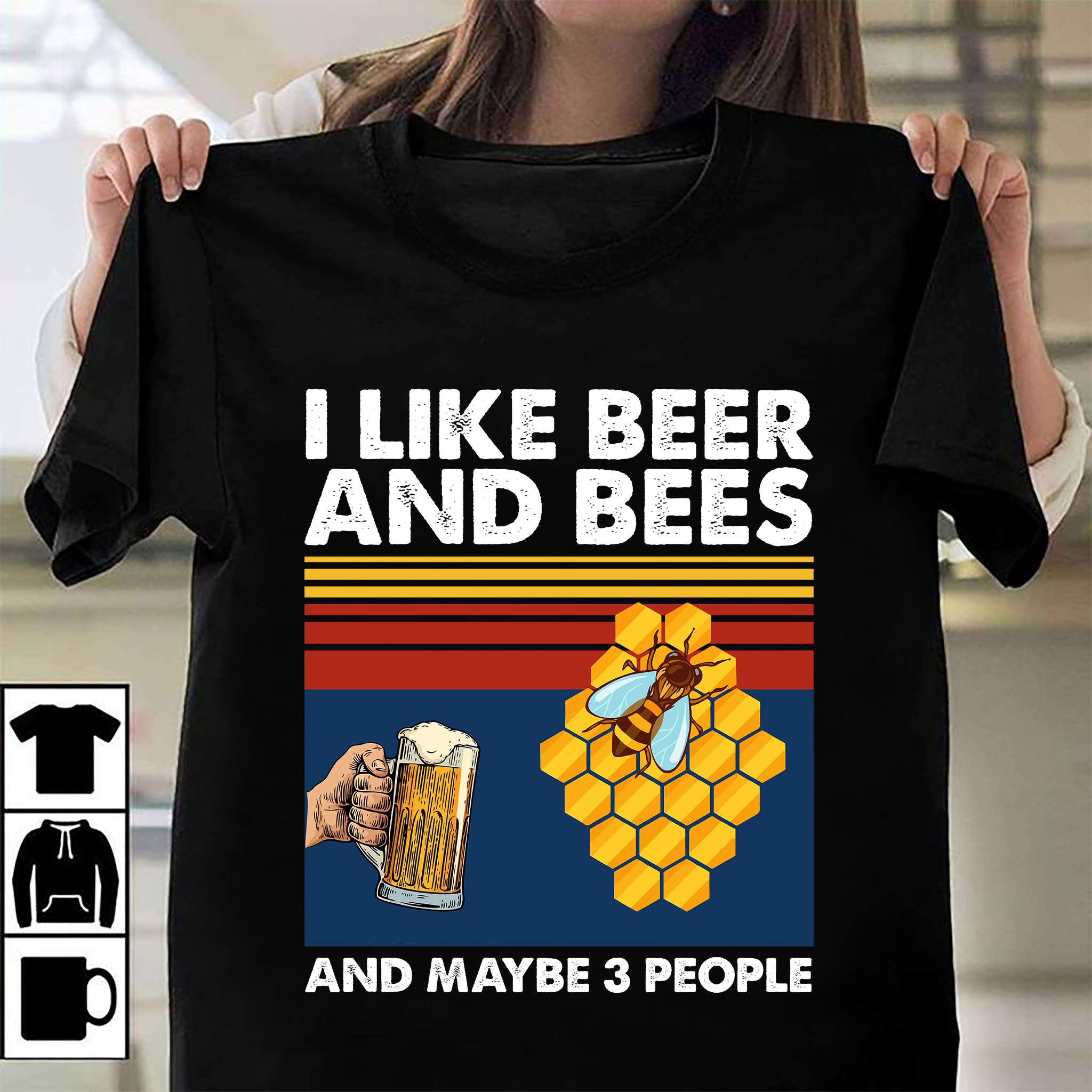 I like beer and bees and maybe 3 people - Drinking beer, bees animal