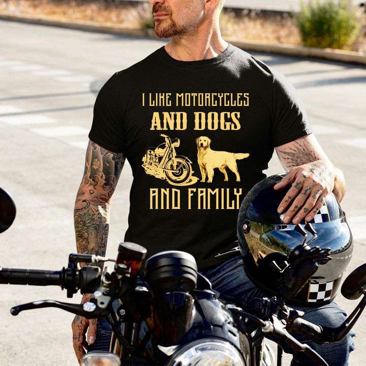 I like motorcycles and dogs and family - Biker loves family, golden dog