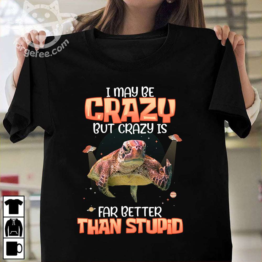 I may be crazy but crazy is far better than stupid - Grumpy sea turtle