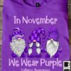 In November we wear purple - Epilepsy awareness, purple garden gnomes