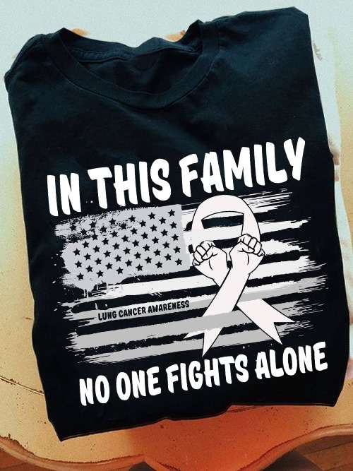 In this family no one fights alone - Lung cancer awareness, America family cancer ribbon