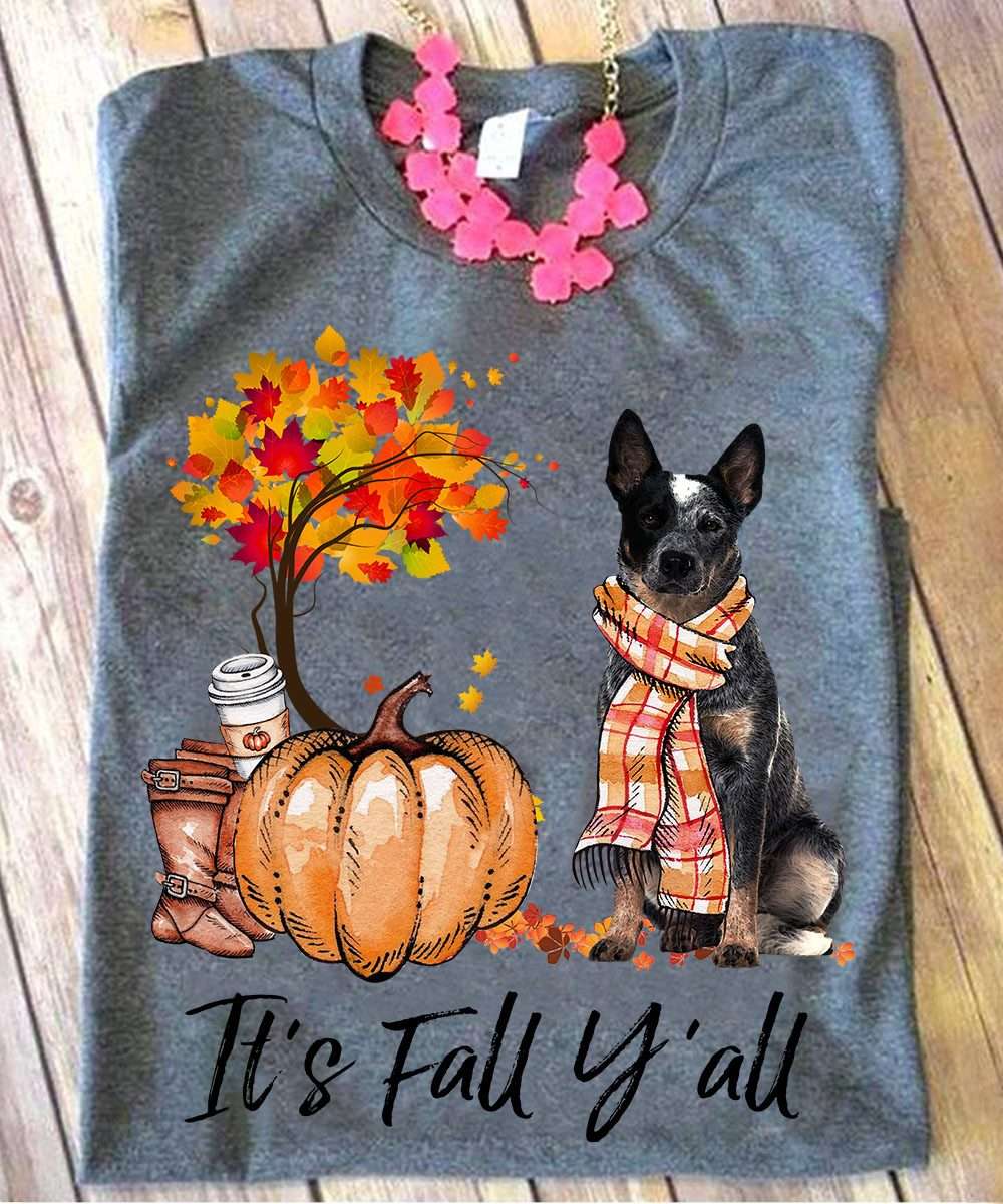 It's fall y'all - German shepherd in Fall, Funny pumpkin dog T-shirt