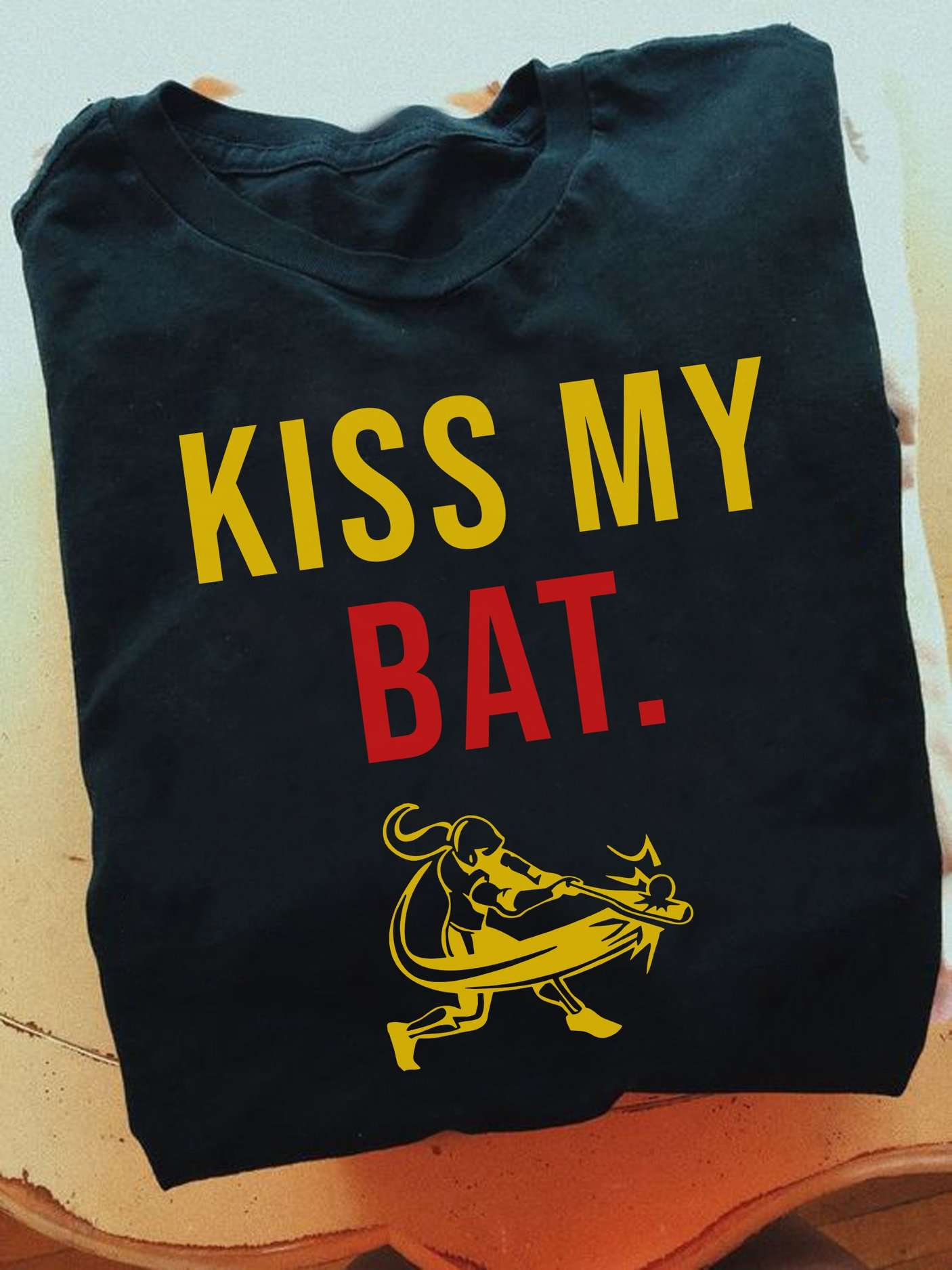 Kiss my bad - Girl baseball player, hit baseball