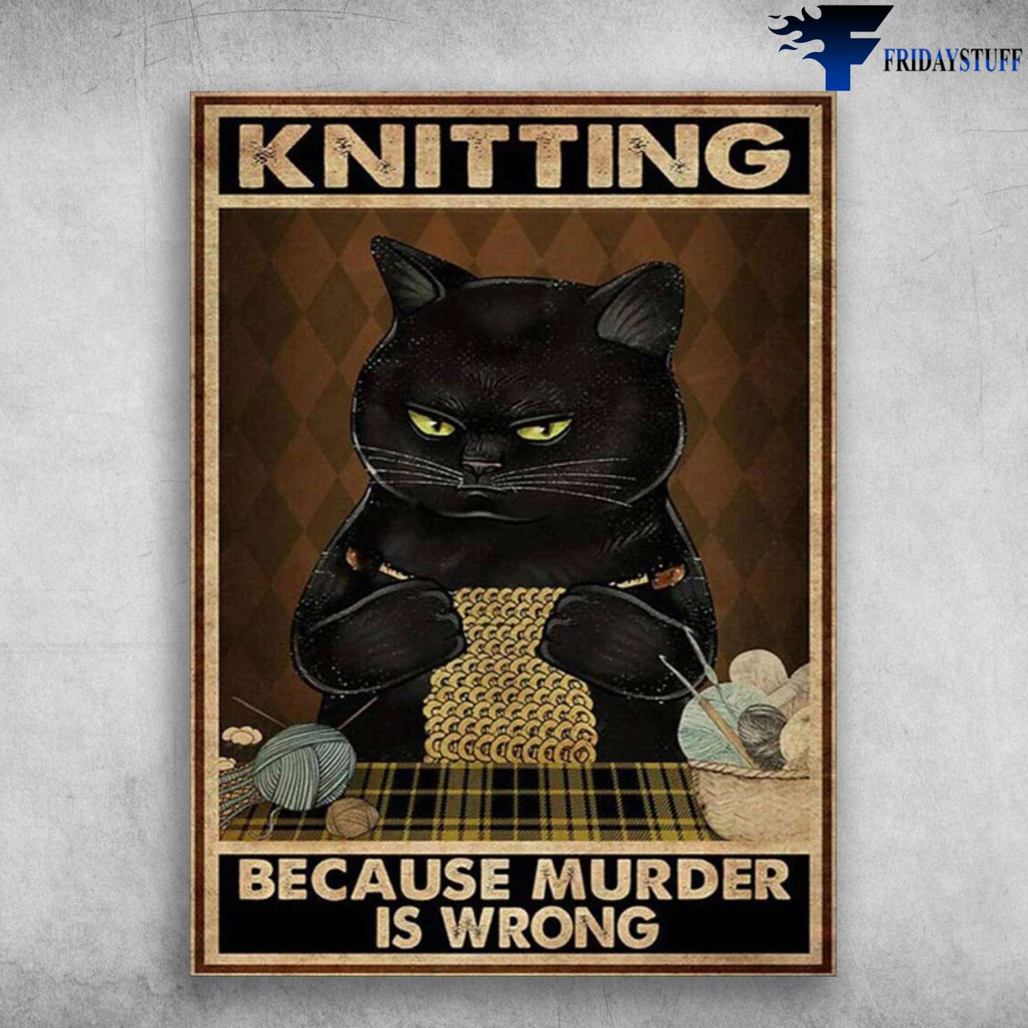 Knitting Black Cat - Knitting Because Murder Is Wrong