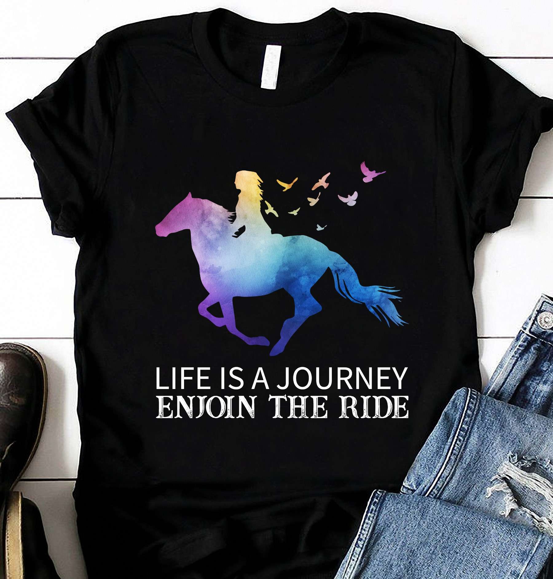 Life is a journey, enjoy the ride - Woman riding horse