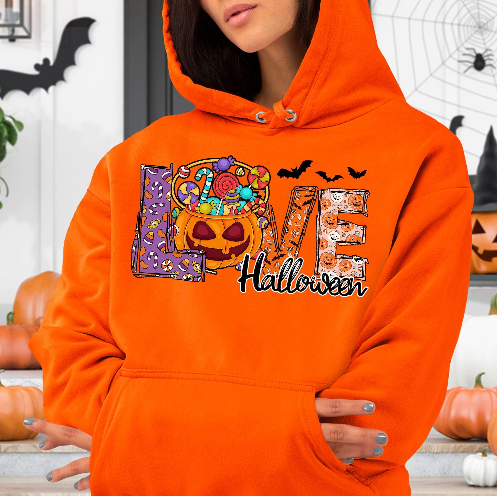 Love halloween - Trick or treat, Halloween pumpkin and candy