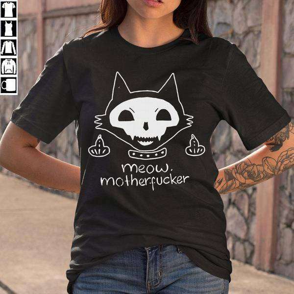 Meow motherfucker - Cat white skull costume Halloween, Halloween costume graphic