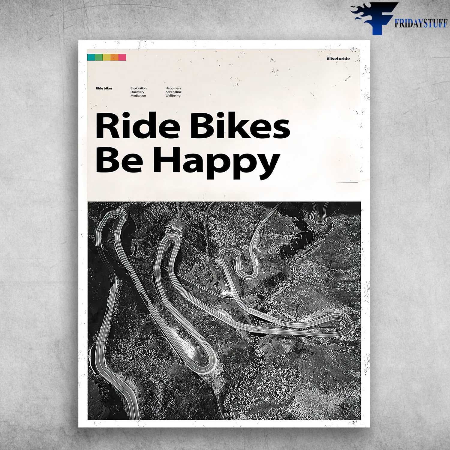 Mountain Cycling Poster, Biker Lover - Ride Bikes, Be Happy