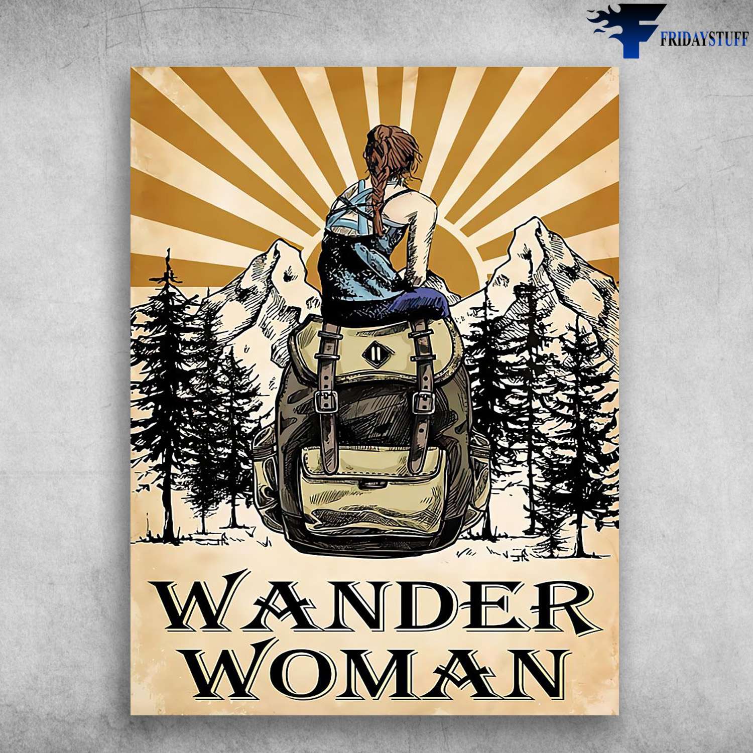 Mountain Hiking, Hiking Poster - Wander Woman